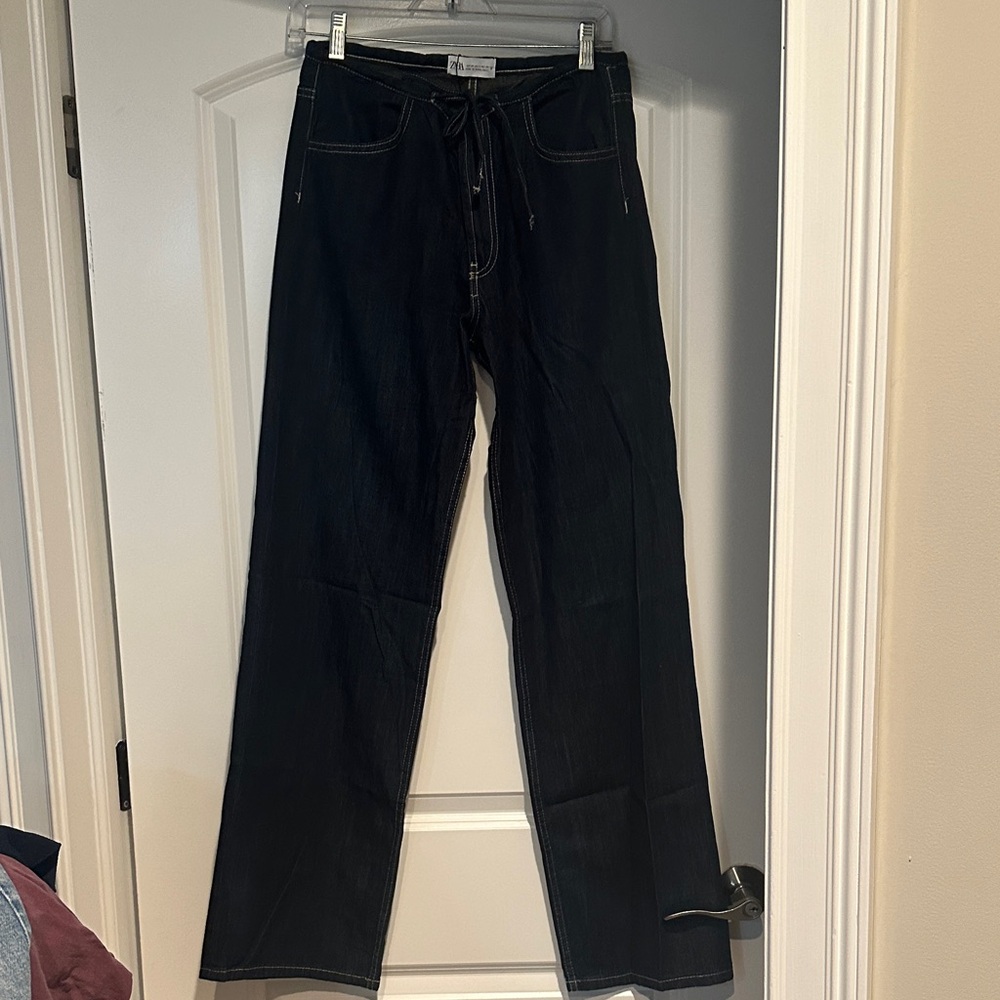Zara Dark Tie Denim Jeans